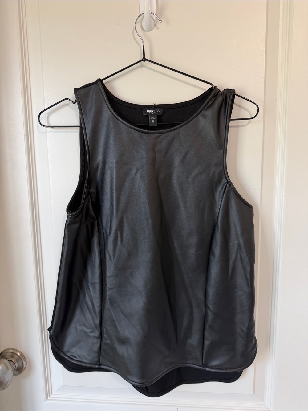Express Black Faux Leather Scoop Neck Tank